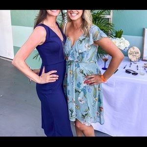 V neck stretch MIDI dress from David’s Bridal